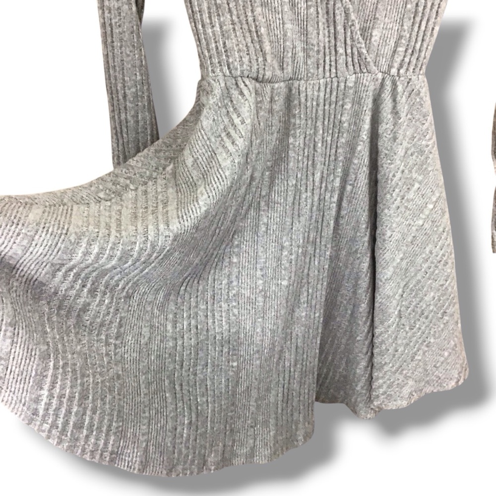 GB Gianni Bini Gray Ribbed Skater Circle Dress M - Picture 2 of 9